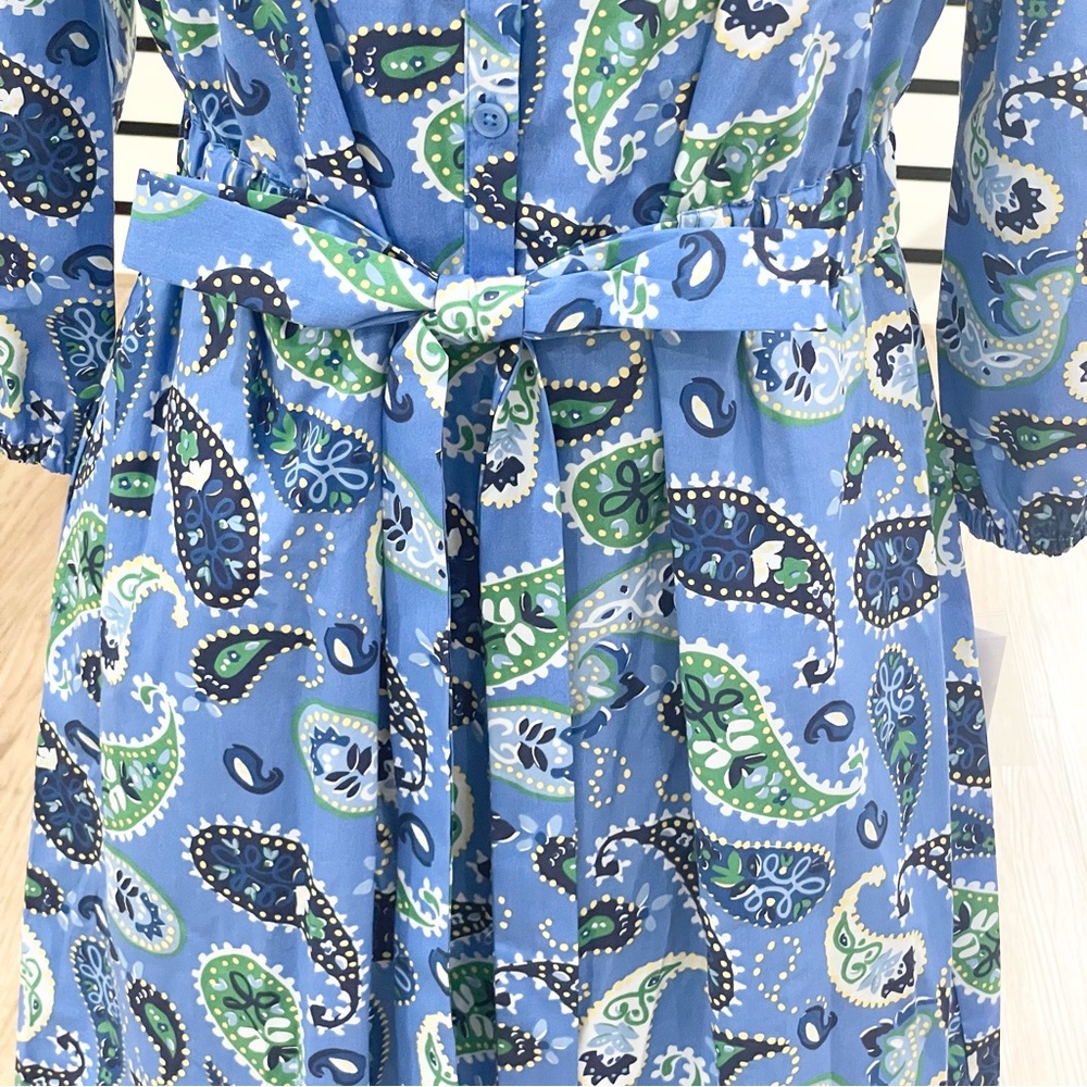 NWT S M L XL XXL Blue green and white bohemian colorful midi dress with pockets - Picture 5 of 10